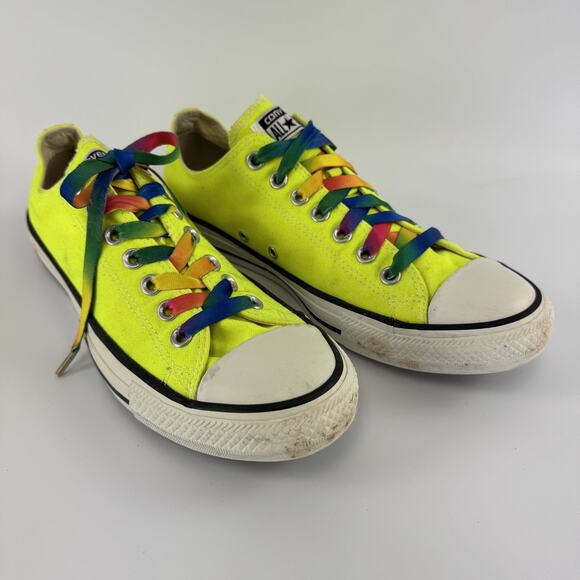 Converse Low Neon Yellow Pride Laces Unisex Men's 9 Women's 11 - Picture 1 of 8